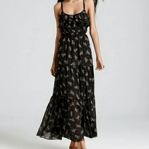 Guess Black Floral Maxi Dress - Picture 1 of 14